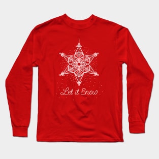 Let it Snow Christmas white snowflake illustration. Hand-drawn macrame snowflakes trendy illustration. Long Sleeve T-Shirt